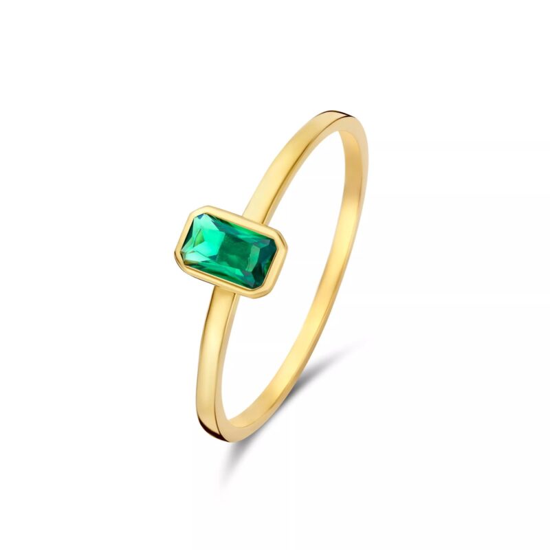 Isabel Bernard Ringen - Baguette  14 Karat Ring  mit Zirkonia in green