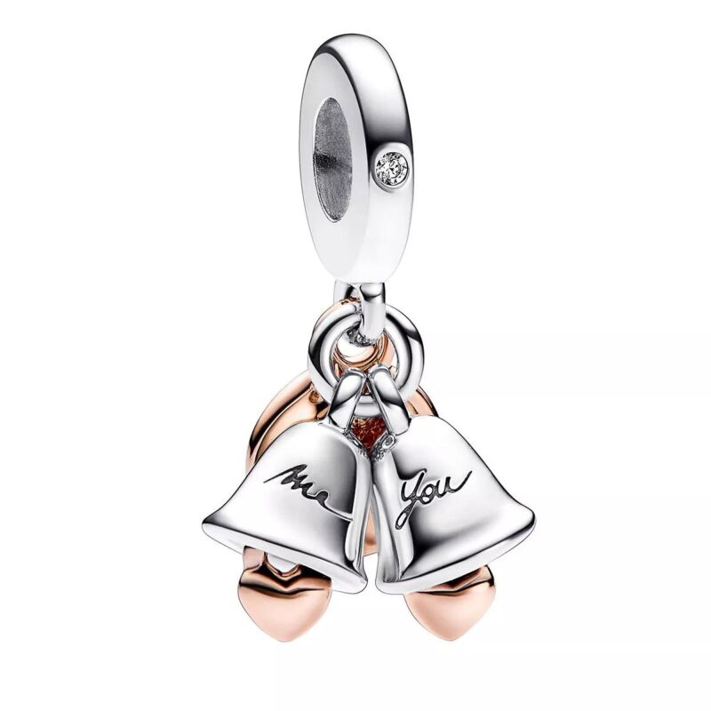 Pandora Charms - Two-tone Wedding Bells Double Dangle in silver