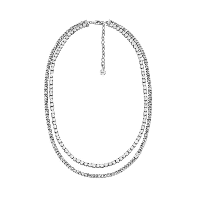 Michael Kors Kettingen - Platinum-Plated Mixed Tennis Double Layer Necklace in silver