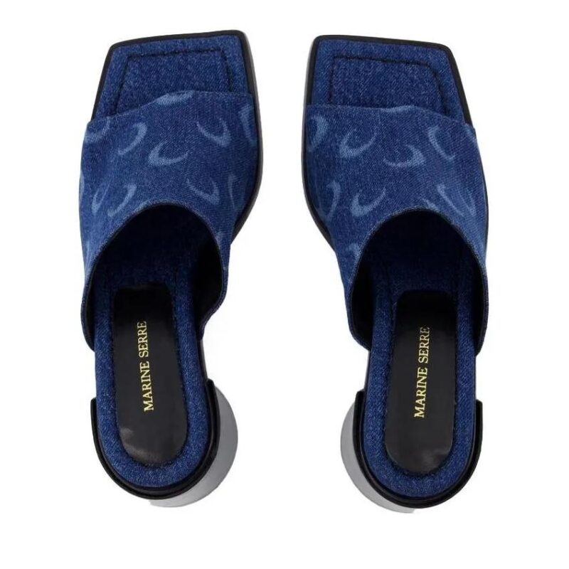 Marine Serre Sandalen - Regenerated Deadstock Slides - Cotton - Blue Laser in blauw - Afbeelding 2